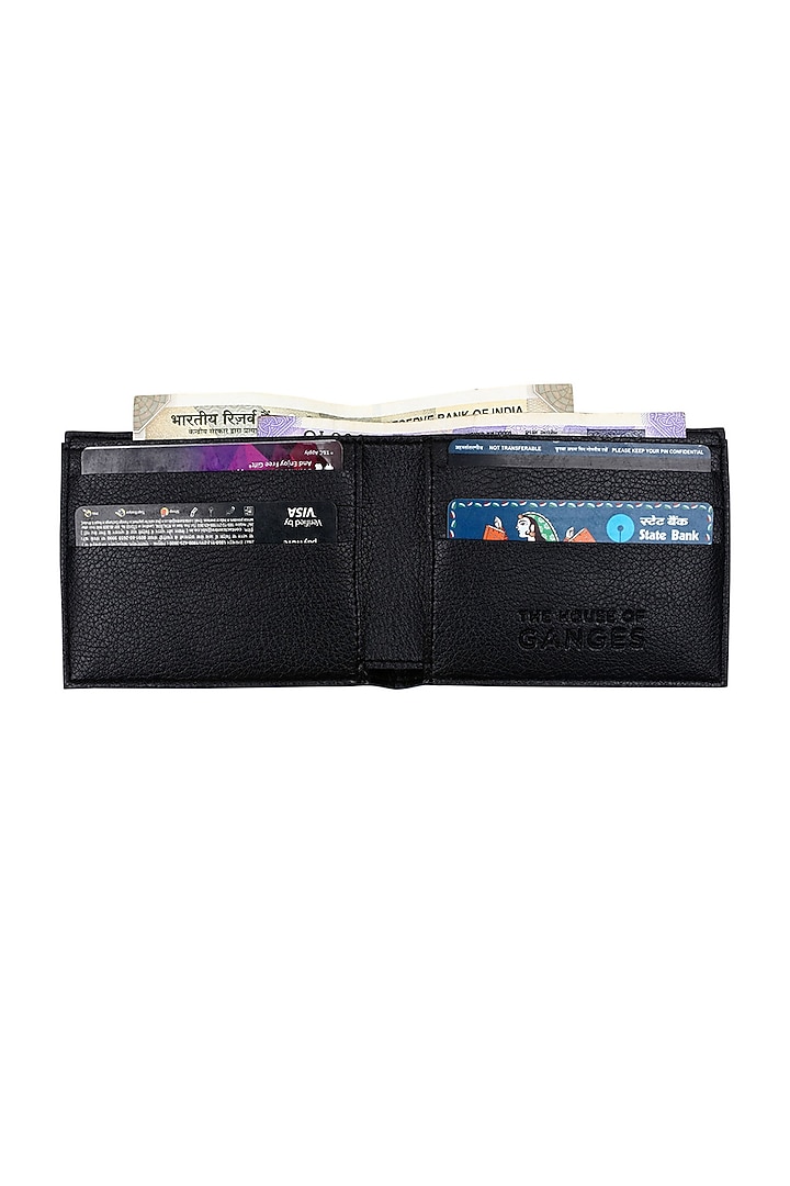 Black Faux Leather Wallet by The House Of Ganges Men at Pernia's Pop Up Shop