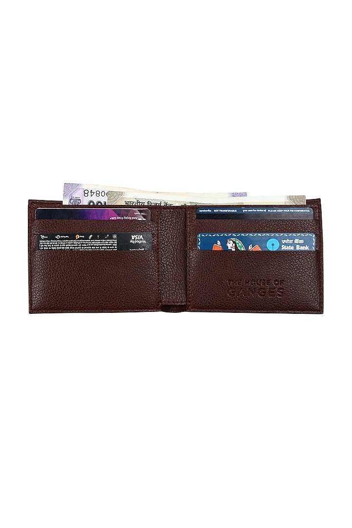Dark Brown Faux Leather Wallet by The House Of Ganges Men at Pernia's Pop Up Shop