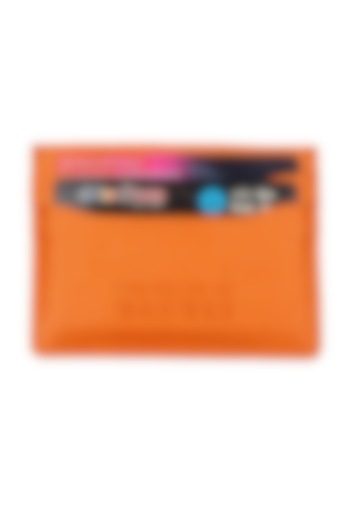 Orange Faux Leather Card Holder by The House Of Ganges Men