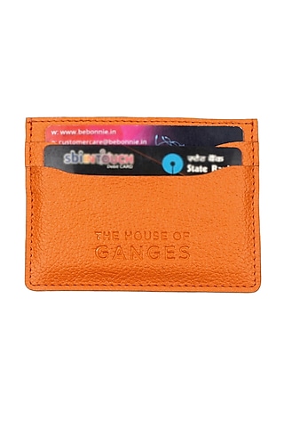 Orange Faux Leather Card Holder by The House Of Ganges Men