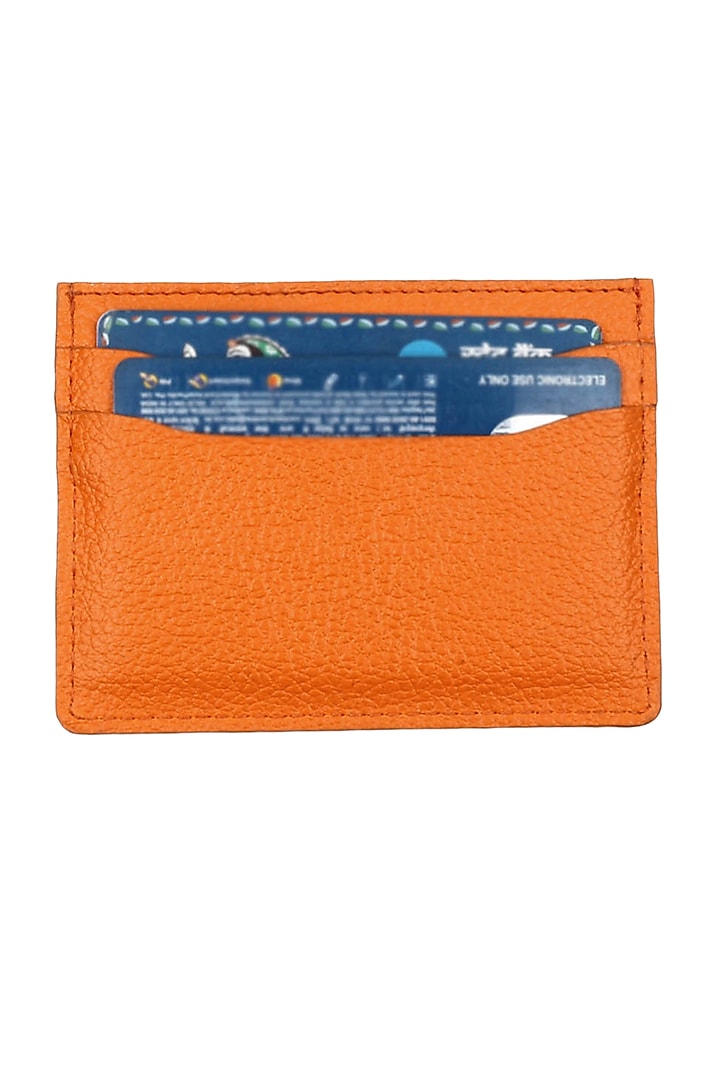 Orange Faux Leather Card Holder by The House Of Ganges Men at Pernia's Pop Up Shop