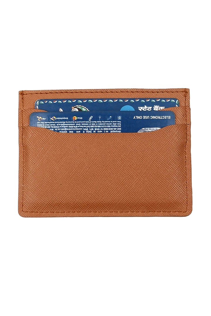 Brown Faux Leather Card Holder by The House Of Ganges Men at Pernia's Pop Up Shop