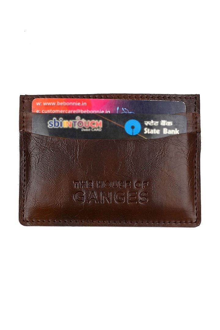 Dark Brown Faux Leather Card Holder by The House Of Ganges Men