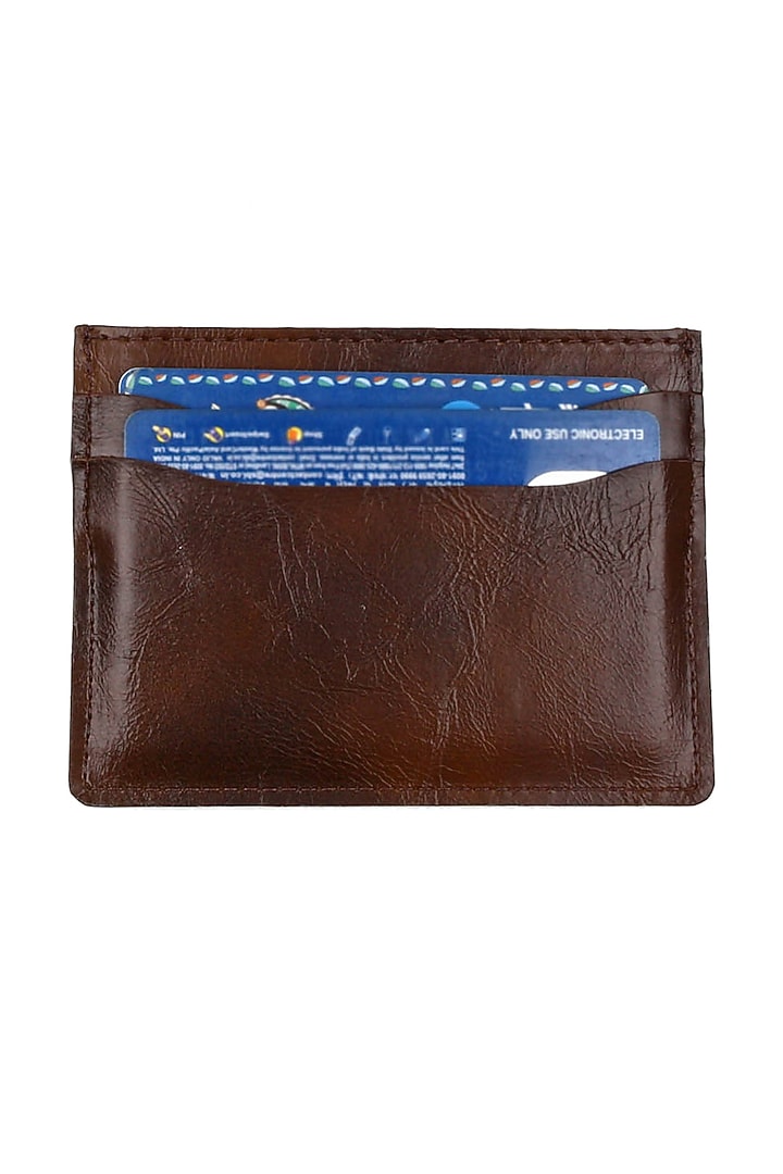 Dark Brown Faux Leather Card Holder by The House Of Ganges Men at Pernia's Pop Up Shop