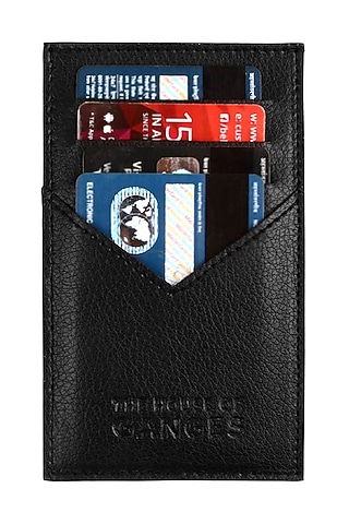 Black Vegan Leather Card Holder by The House Of Ganges Men