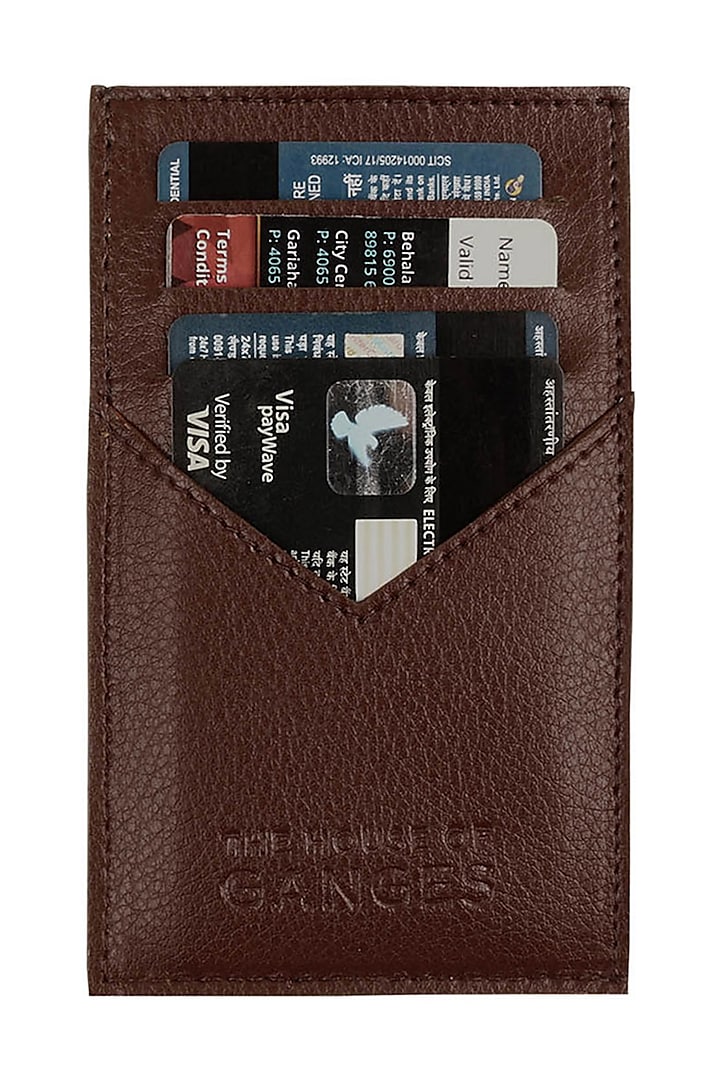 Dark Brown Vegan Leather Card Holder by The House Of Ganges Men