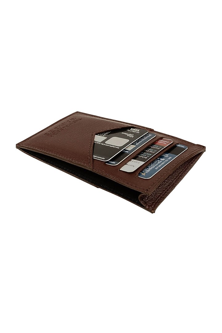 Dark Brown Vegan Leather Card Holder by The House Of Ganges Men at Pernia's Pop Up Shop