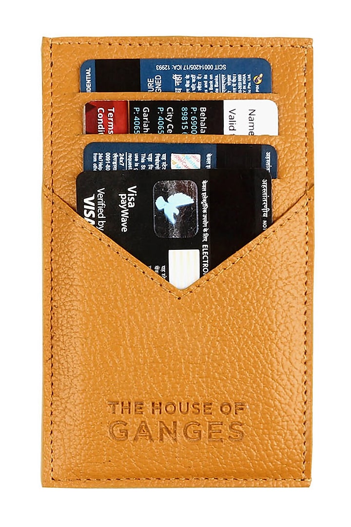 Yellow Ochre Vegan Leather Card Holder by The House Of Ganges Men
