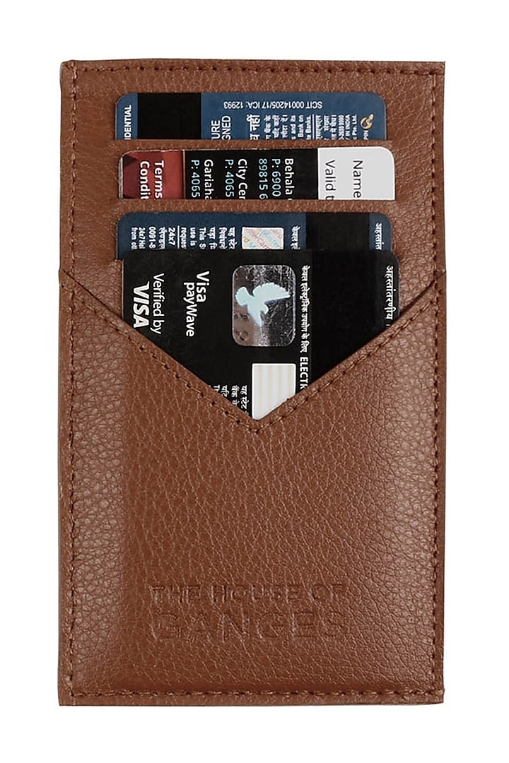 Brown Vegan Leather Card Holder by The House Of Ganges Men
