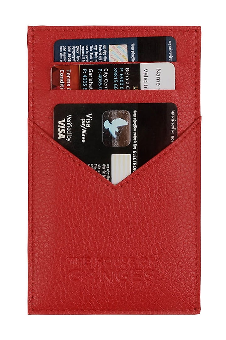 Red Vegan Leather Card Holder by The House Of Ganges Men