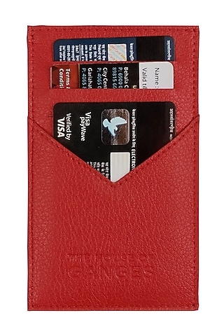 Red Vegan Leather Card Holder by The House Of Ganges Men