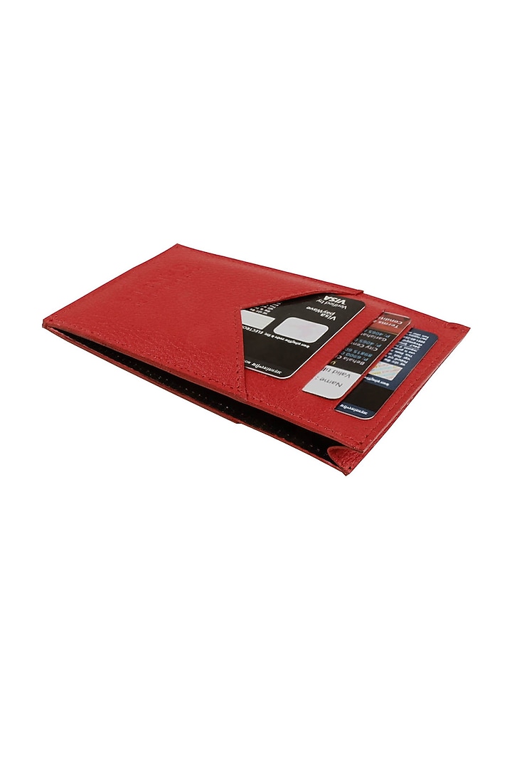 Red Vegan Leather Card Holder by The House Of Ganges Men at Pernia's Pop Up Shop