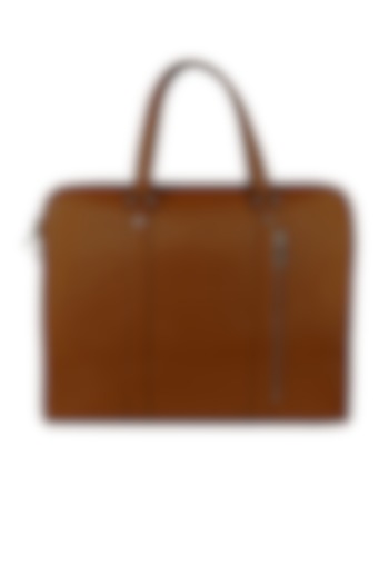 Brown Handcrafted Faux Leather Laptop Bag by The House Of Ganges Men