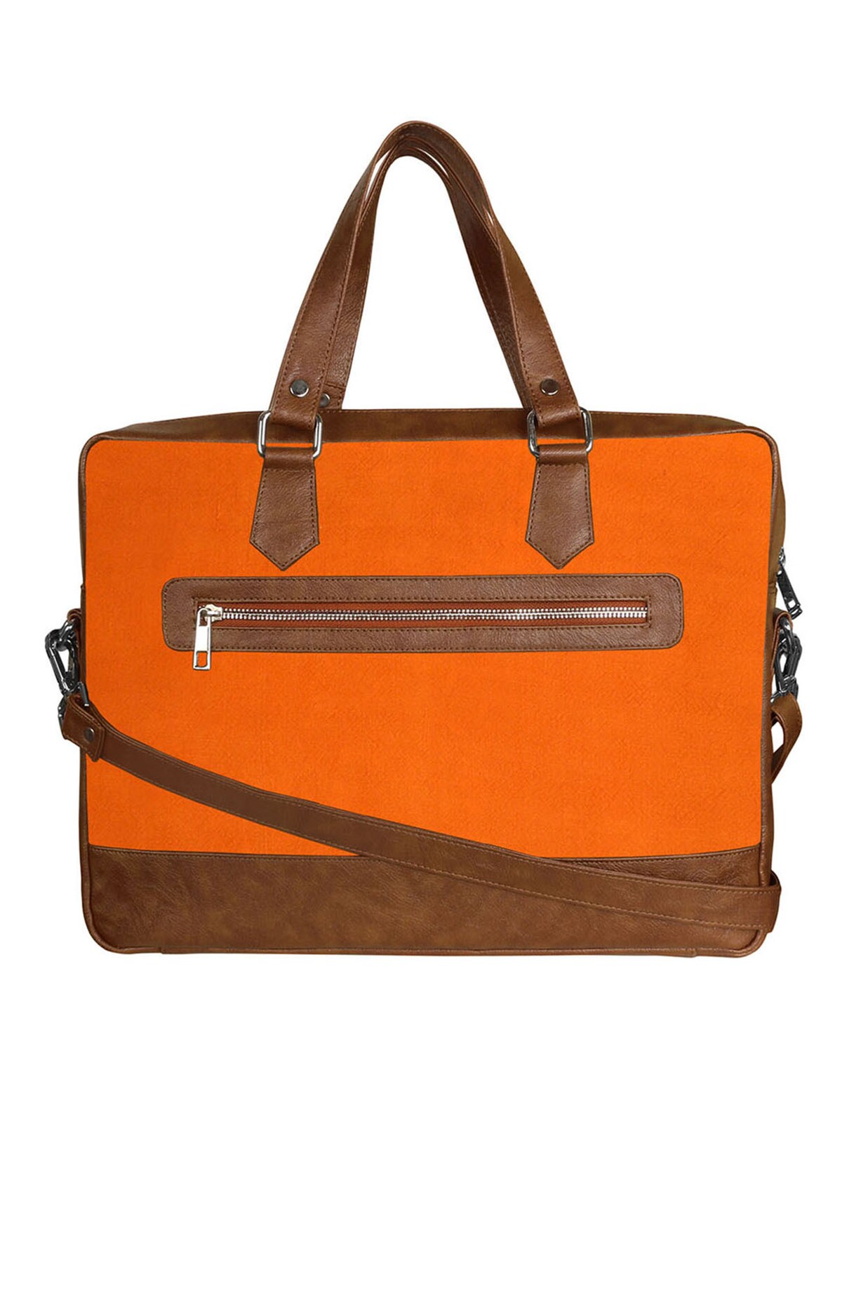 Buy The House Of Ganges Men Orange Vegan Leather Laptop Bag at Pernia