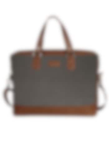 Charcoal Grey Vegan Leather Laptop Bag by The House Of Ganges Men