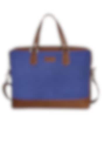 Royal Blue Vegan Leather Laptop Bag by The House Of Ganges Men