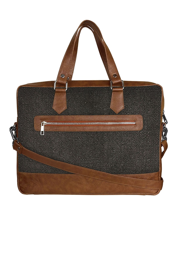 Black Vegan Leather Laptop Bag by The House Of Ganges Men at Pernia's Pop Up Shop