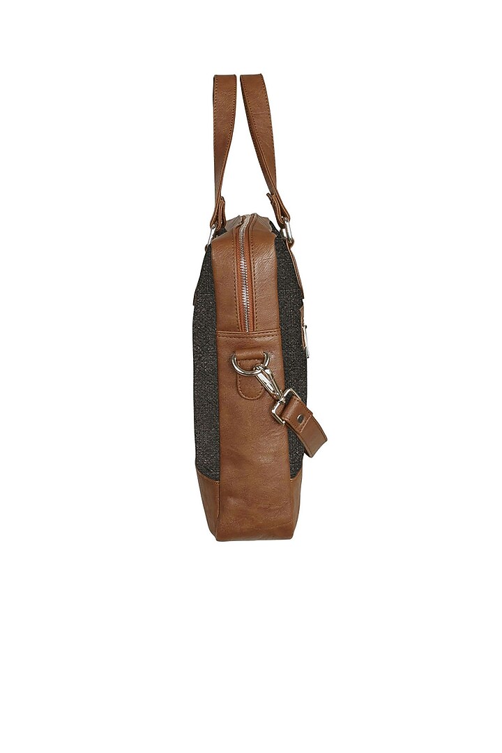 Black Vegan Leather Laptop Bag by The House Of Ganges Men at Pernia's Pop Up Shop