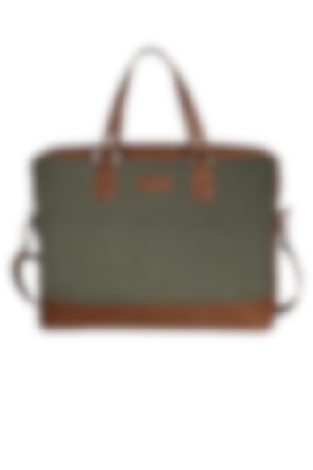Grey Vegan Leather Laptop Bag by The House Of Ganges Men