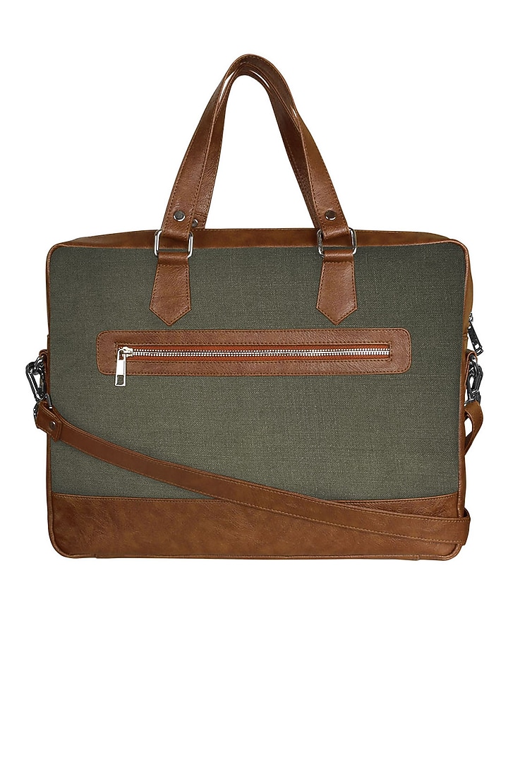 Grey Vegan Leather Laptop Bag by The House Of Ganges Men at Pernia's Pop Up Shop