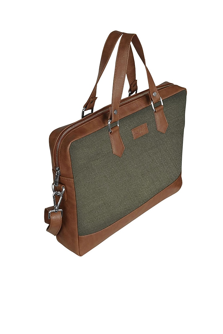 Grey Vegan Leather Laptop Bag by The House Of Ganges Men at Pernia's Pop Up Shop
