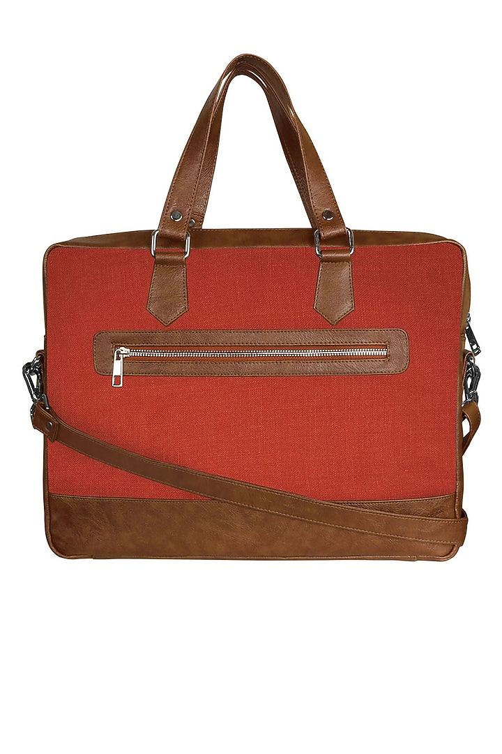 Red Vegan Leather Laptop Bag by The House Of Ganges Men at Pernia's Pop Up Shop