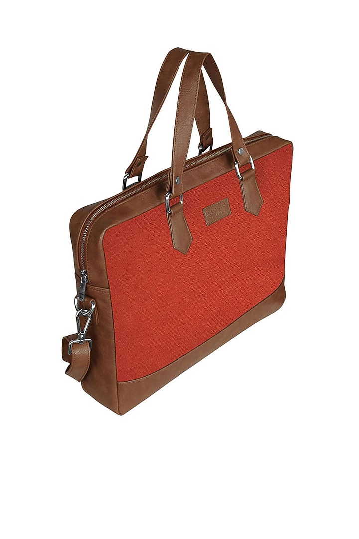 Red Vegan Leather Laptop Bag by The House Of Ganges Men at Pernia's Pop Up Shop