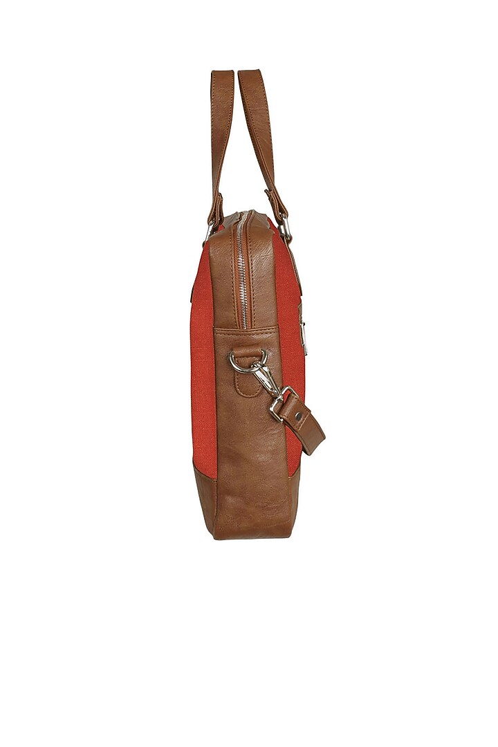 Red Vegan Leather Laptop Bag by The House Of Ganges Men at Pernia's Pop Up Shop