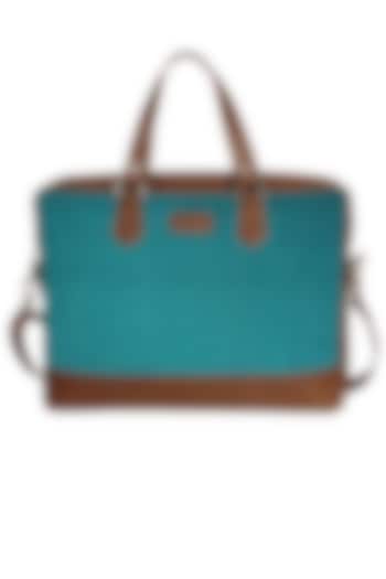 Turquoise Vegan Leather Laptop Bag by The House Of Ganges Men