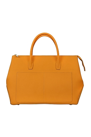 Mustard Vegan Leather Duffle Bag by The House Of Ganges Men