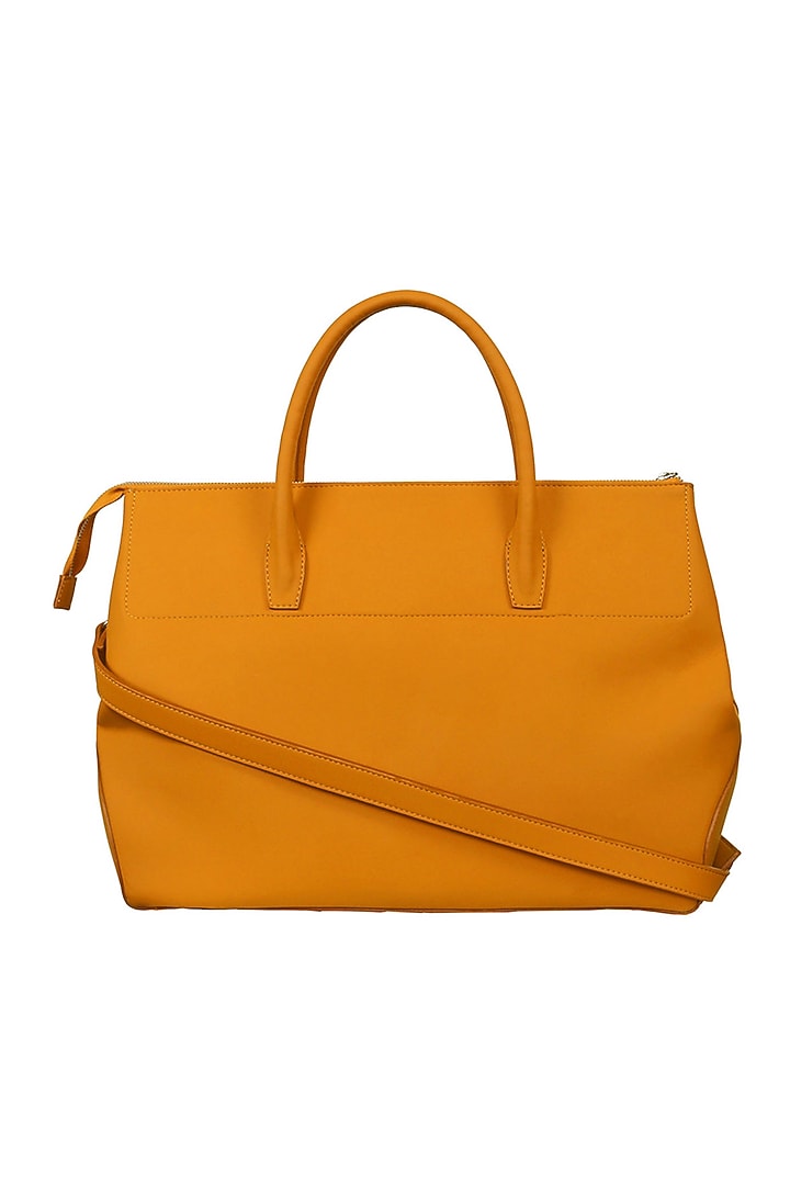 Mustard Vegan Leather Duffle Bag by The House Of Ganges Men at Pernia's Pop Up Shop