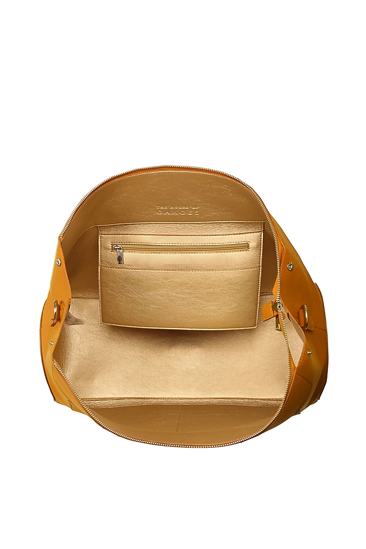 Mustard Vegan Leather Duffle Bag by The House Of Ganges Men at Pernia's Pop Up Shop