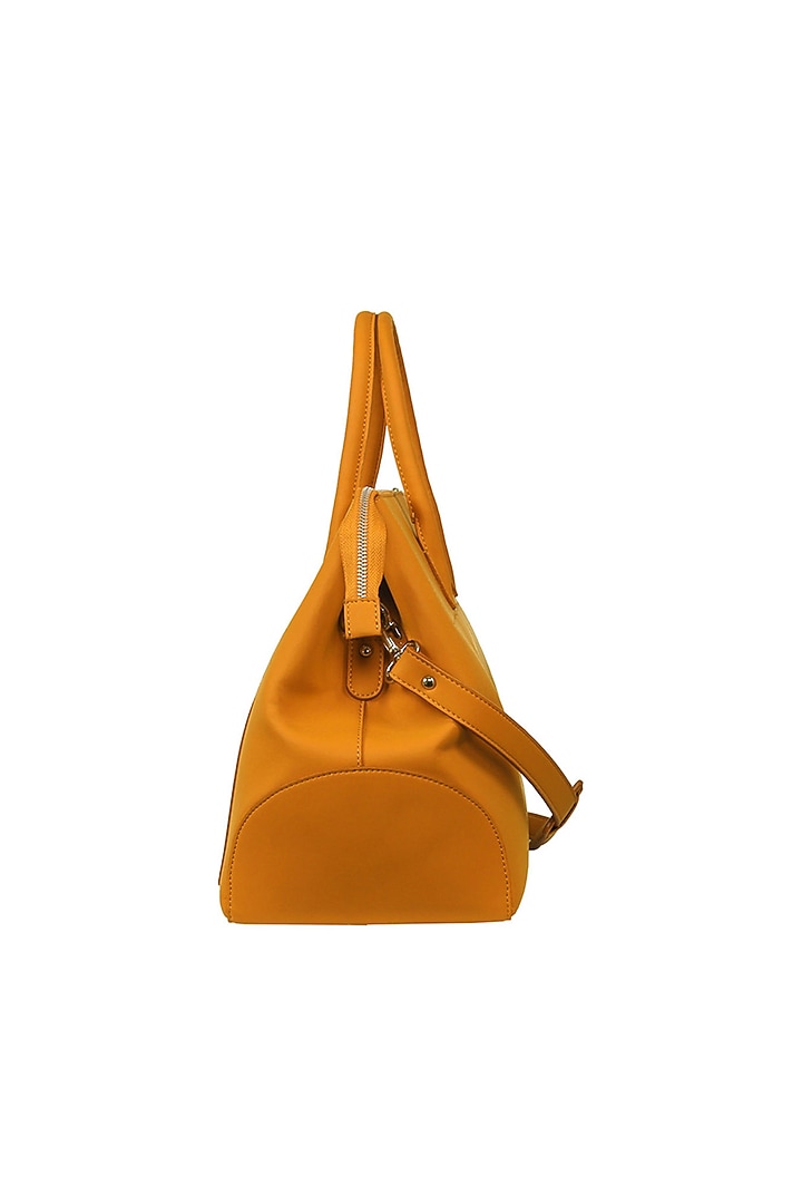 Mustard Vegan Leather Duffle Bag by The House Of Ganges Men at Pernia's Pop Up Shop