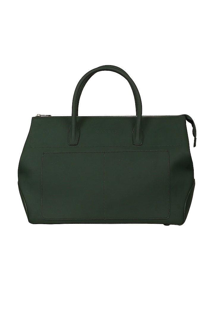 Olive Green Vegan Leather Duffle Bag by The House Of Ganges Men