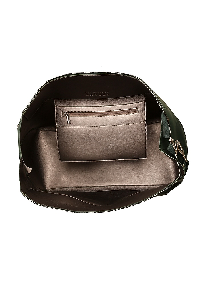 Olive Green Vegan Leather Duffle Bag by The House Of Ganges Men at Pernia's Pop Up Shop