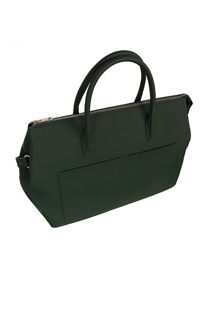 Olive Green Vegan Leather Duffle Bag by The House Of Ganges Men at Pernia's Pop Up Shop