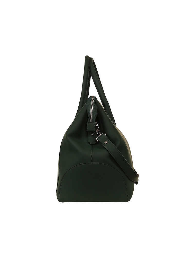 Olive Green Vegan Leather Duffle Bag by The House Of Ganges Men at Pernia's Pop Up Shop