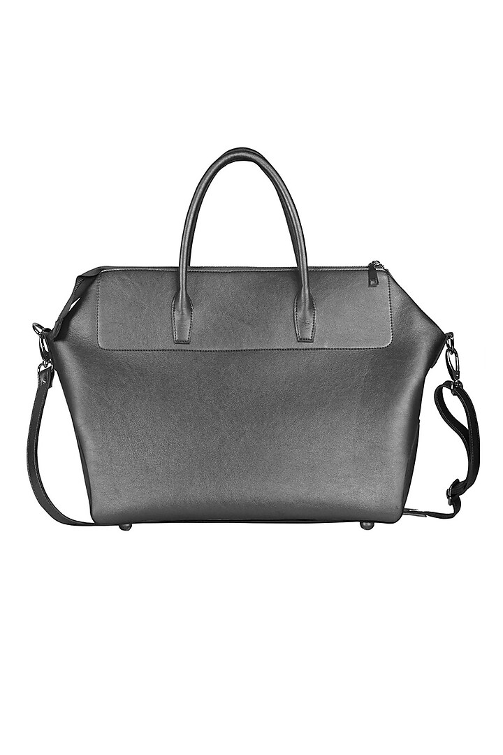 Grey Vegan Leather Duffle Bag by The House Of Ganges Men at Pernia's Pop Up Shop