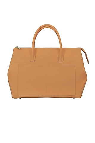 Beige Vegan Leather Duffle Bag by The House Of Ganges Men
