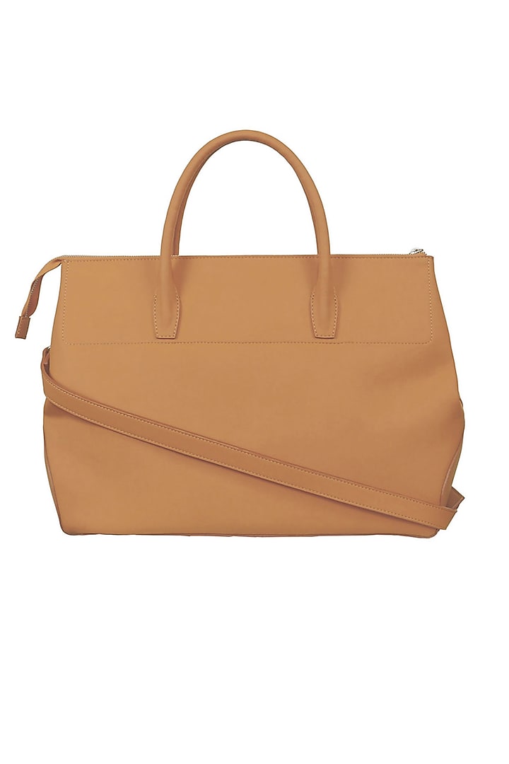 Beige Vegan Leather Duffle Bag by The House Of Ganges Men at Pernia's Pop Up Shop