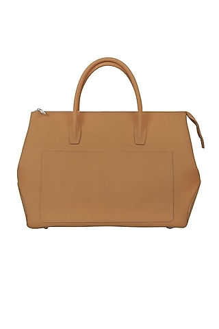Dark Beige Vegan Leather Duffle Bag by The House Of Ganges Men