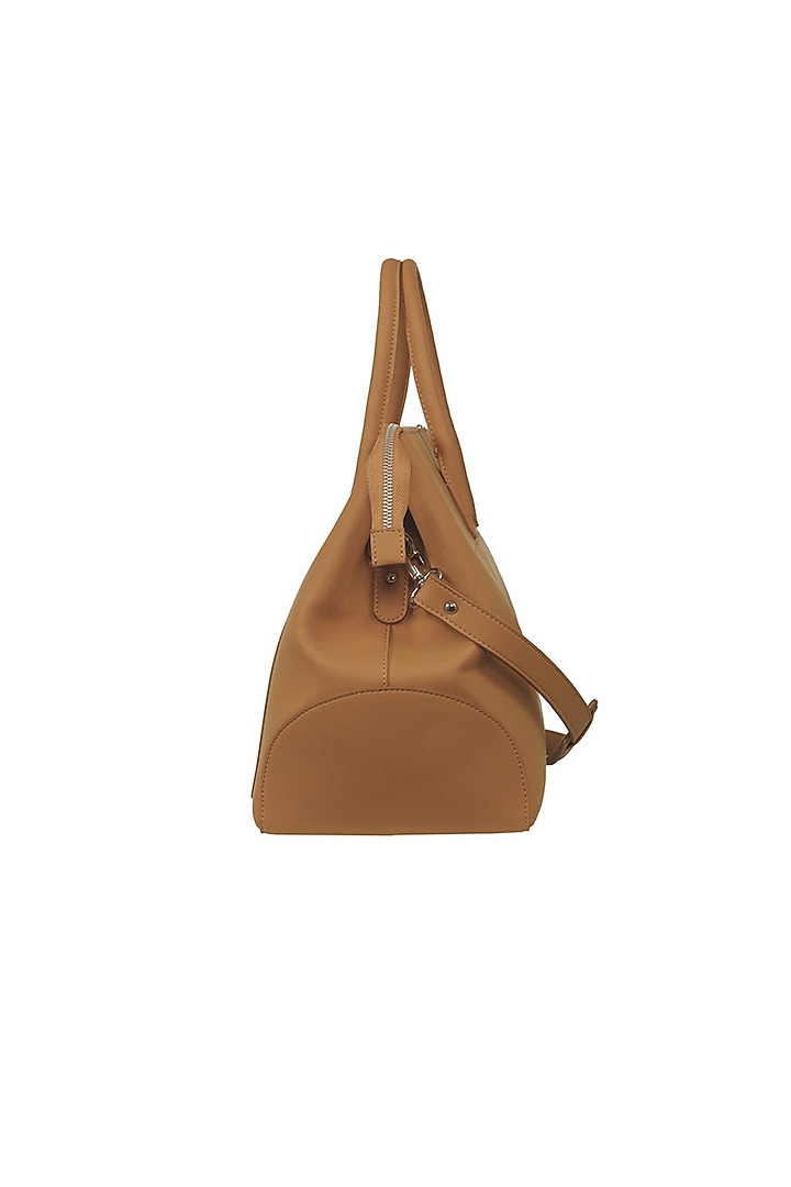 Dark Beige Vegan Leather Duffle Bag by The House Of Ganges Men at Pernia's Pop Up Shop