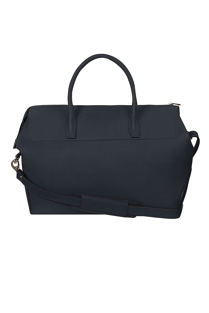 Navy Blue Vegan Leather Duffle Bag by The House Of Ganges Men