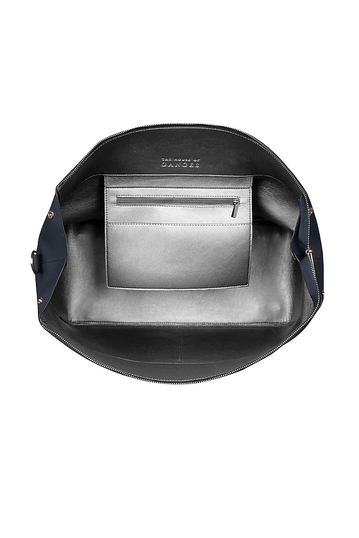 Navy Blue Vegan Leather Duffle Bag by The House Of Ganges Men at Pernia's Pop Up Shop