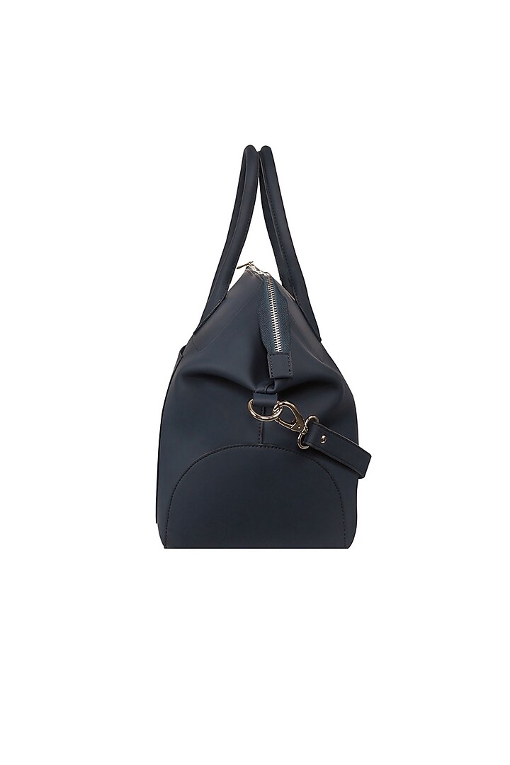Navy Blue Vegan Leather Duffle Bag by The House Of Ganges Men at Pernia's Pop Up Shop