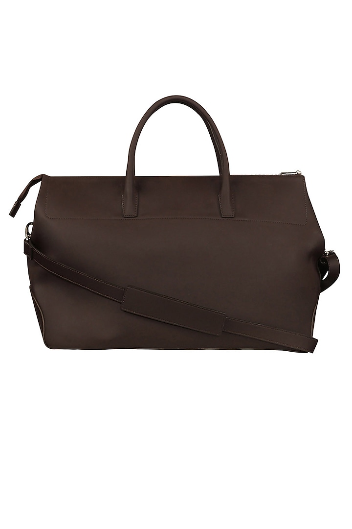 Dark Brown Vegan Leather Duffle Bag by The House Of Ganges Men at Pernia's Pop Up Shop