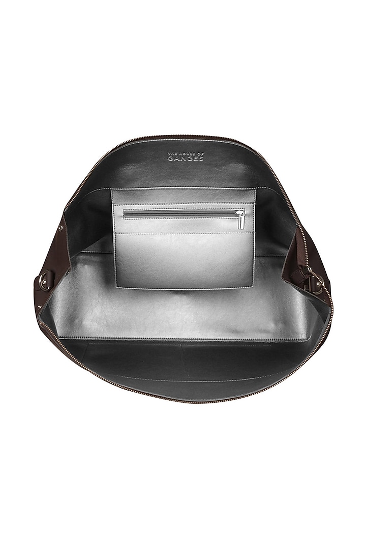 Dark Brown Vegan Leather Duffle Bag by The House Of Ganges Men at Pernia's Pop Up Shop