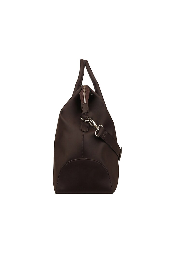 Dark Brown Vegan Leather Duffle Bag by The House Of Ganges Men at Pernia's Pop Up Shop