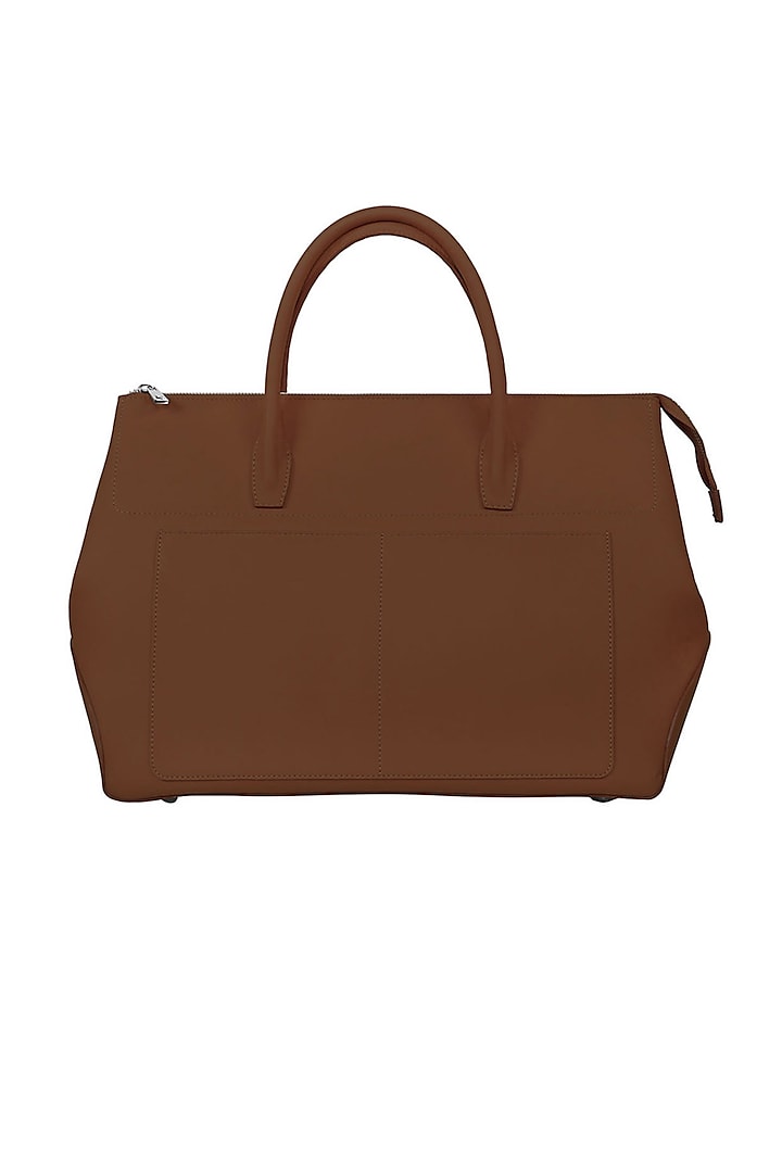 Brown Vegan Leather Duffle Bag by The House Of Ganges Men