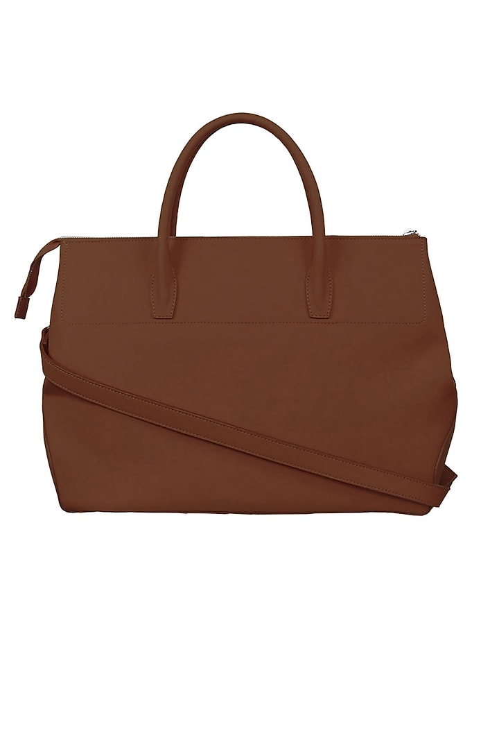 Brown Vegan Leather Duffle Bag by The House Of Ganges Men at Pernia's Pop Up Shop